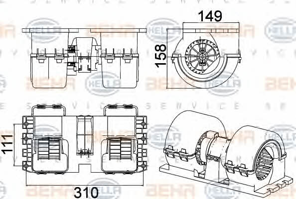 Behr-Hella 8EW 351 043-091 Fan assy - heater motor 8EW351043091