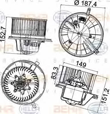 Behr-Hella 8EW 351 043-211 Fan assy - heater motor 8EW351043211