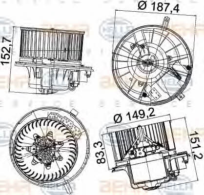 Behr-Hella 8EW 351 043-221 Fan assy - heater motor 8EW351043221