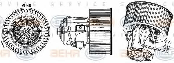 Behr-Hella 8EW 351 043-261 Fan assy - heater motor 8EW351043261