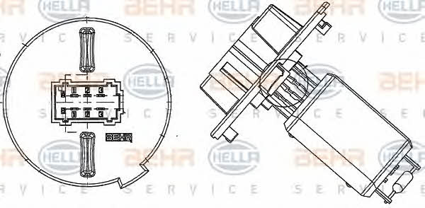 Behr-Hella 9ML 351 321-551 Fan motor resistor 9ML351321551