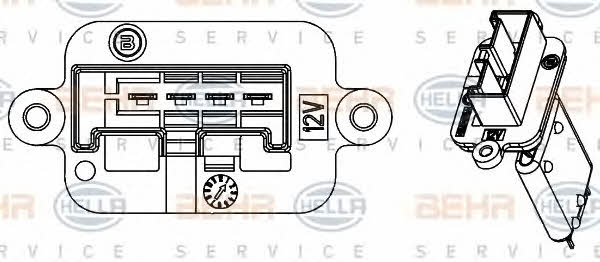 Behr-Hella 9ML 351 332-221 Fan motor resistor 9ML351332221