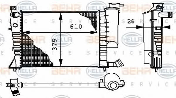 Engine cooling radiator Behr-Hella 8MK 376 712-614