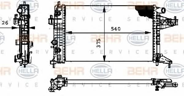 Behr-Hella 8MK 376 714-351 Radiator, engine cooling 8MK376714351