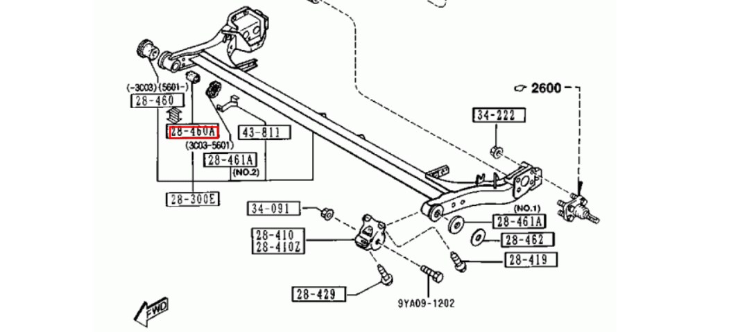 Mazda D061-28-460C Silentblock rear beam D06128460C