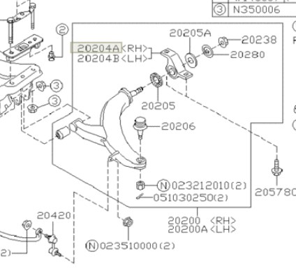 Subaru Silent block, front lower arm, rear right – price 452 PLN