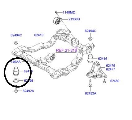 Suspension subframe bushing Hyundai: 624153A000 Hyundai/Kia Silent block front subframe