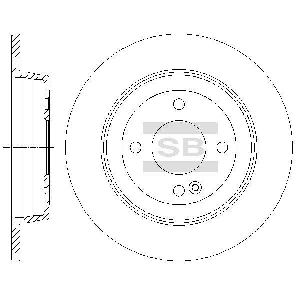 Sangsin SD1087 Rear brake disc, non-ventilated SD1087