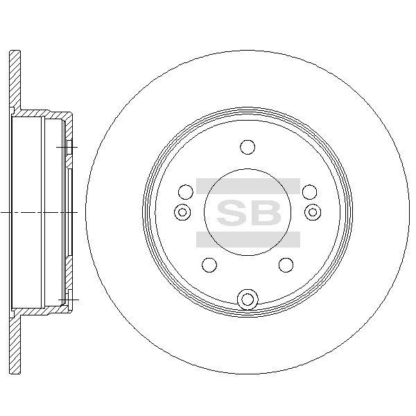 Sangsin SD1084 Rear brake disc, non-ventilated SD1084