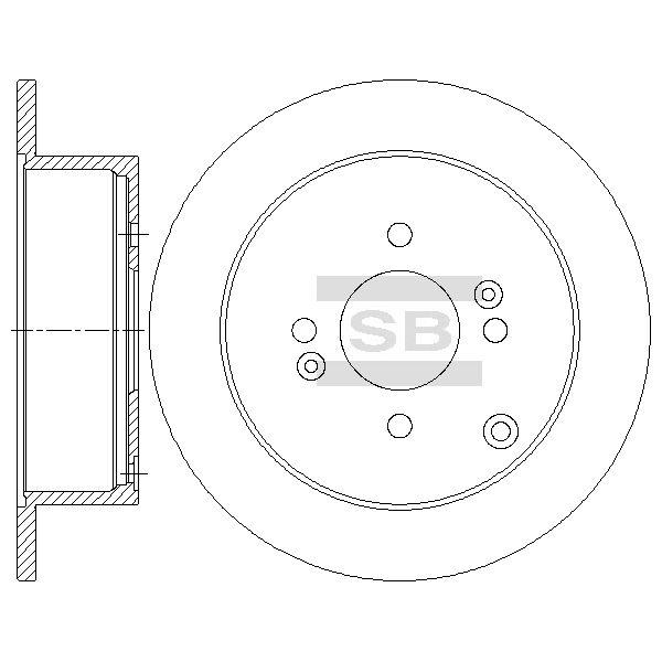 Sangsin SD1080 Rear brake disc, non-ventilated SD1080
