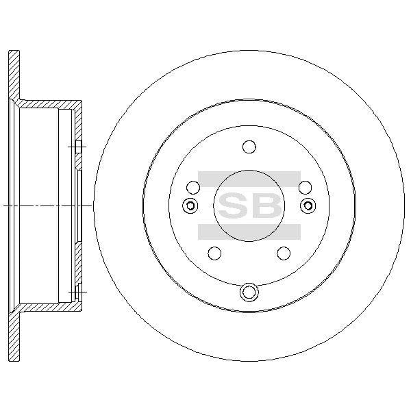 Sangsin SD1082 Rear brake disc, non-ventilated SD1082