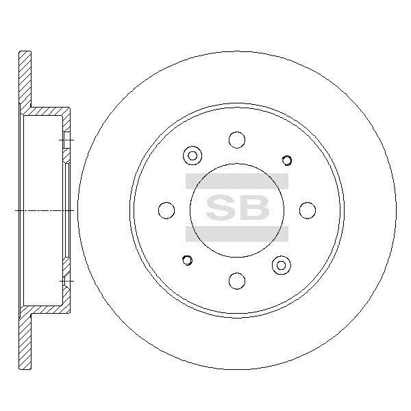 Sangsin SD2041 Rear brake disc, non-ventilated SD2041