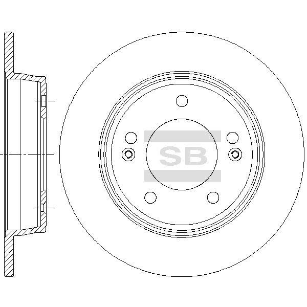 Sangsin SD1085 Rear brake disc, non-ventilated SD1085