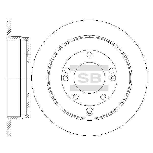 Sangsin SD1089 Rear brake disc, non-ventilated SD1089