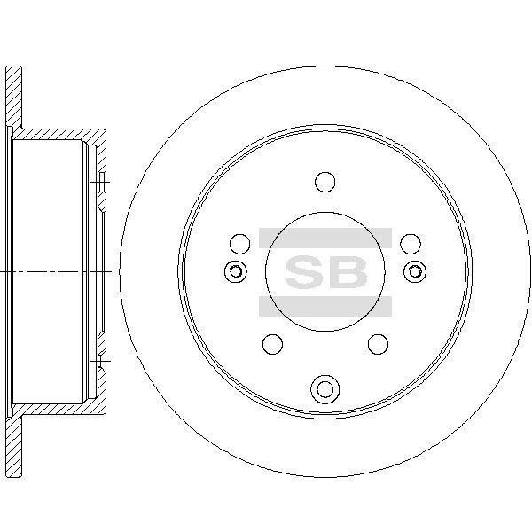 Sangsin SD2042 Rear brake disc, non-ventilated SD2042