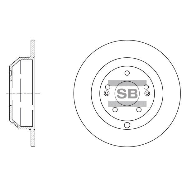 Sangsin SD1072 Rear brake disc, non-ventilated SD1072