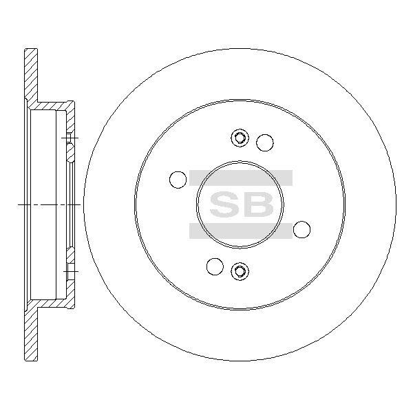 Sangsin SD2045 Rear brake disc, non-ventilated SD2045