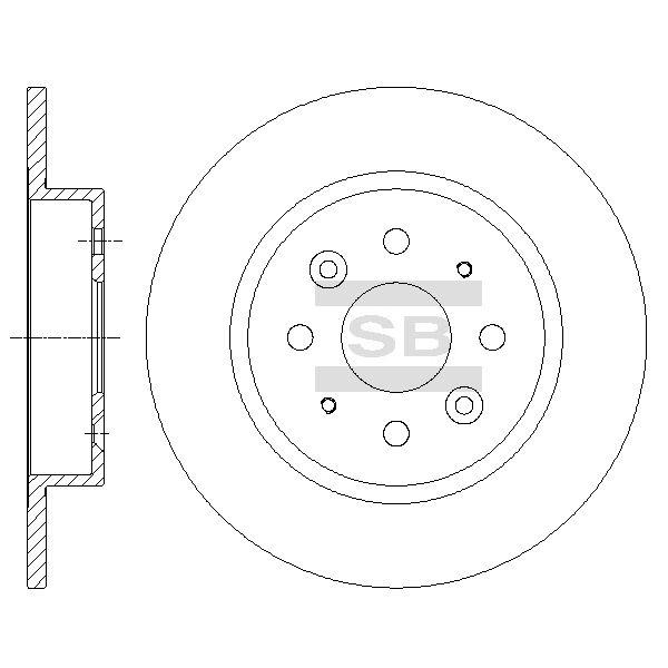Sangsin SD2049 Rear brake disc, non-ventilated SD2049