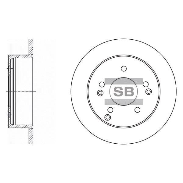 Sangsin SD1006 Rear brake disc, non-ventilated SD1006