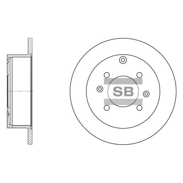 Sangsin SD1047 Rear brake disc, non-ventilated SD1047