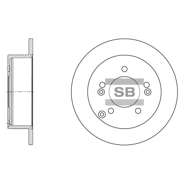 Sangsin SD1024 Rear brake disc, non-ventilated SD1024
