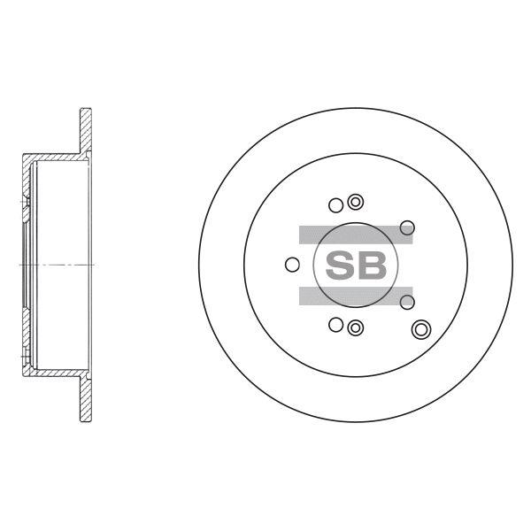 Sangsin SD1052 Rear brake disc, non-ventilated SD1052