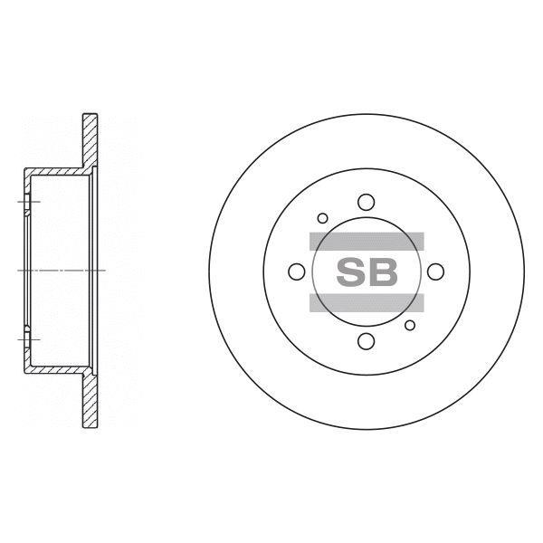 Sangsin SD1064 Rear brake disc, non-ventilated SD1064