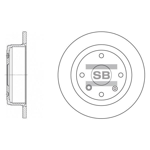 Sangsin SD3033 Rear brake disc, non-ventilated SD3033