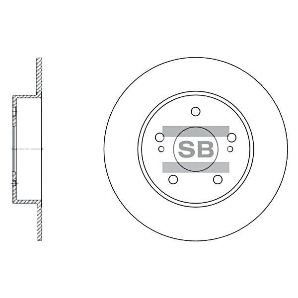 Sangsin SD3028 Rear brake disc, non-ventilated SD3028