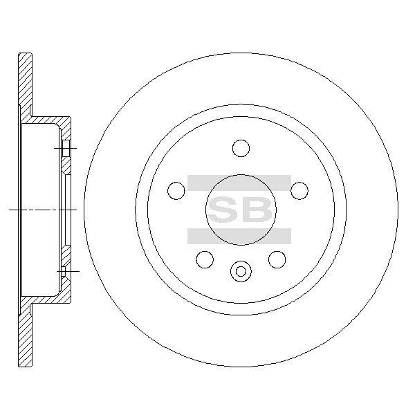 Sangsin SD3044 Rear brake disc, non-ventilated SD3044