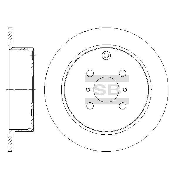 Rear brake disc, non-ventilated Sangsin SD4073