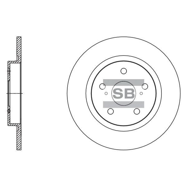 Sangsin SD4084 Rear brake disc, non-ventilated SD4084