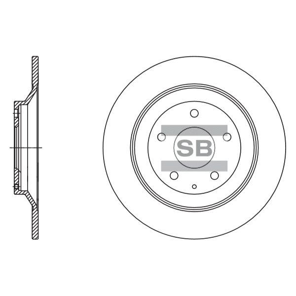 Sangsin SD4425 Rear brake disc, non-ventilated SD4425