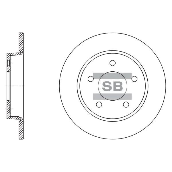 Sangsin SD4419 Rear brake disc, non-ventilated SD4419