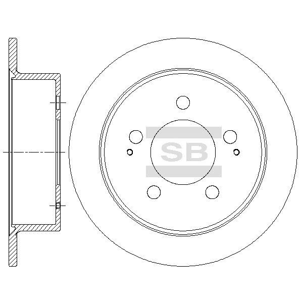 Sangsin SD5201 Rear brake disc, non-ventilated SD5201