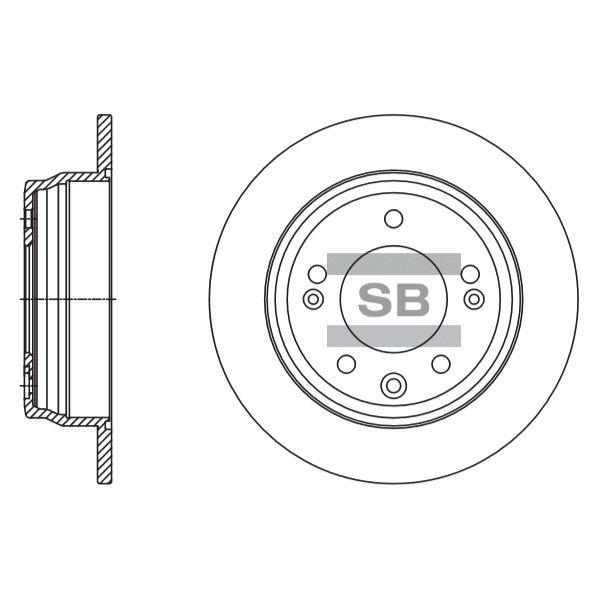 Sangsin SD1136 Rear brake disc, non-ventilated SD1136