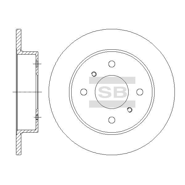 Sangsin SD4236 Rear brake disc, non-ventilated SD4236