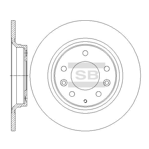 Sangsin SD4412 Rear brake disc, non-ventilated SD4412