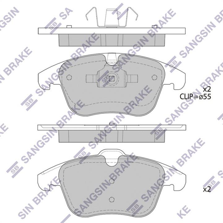 Sangsin SP2101-F Front disc brake pads, set SP2101F