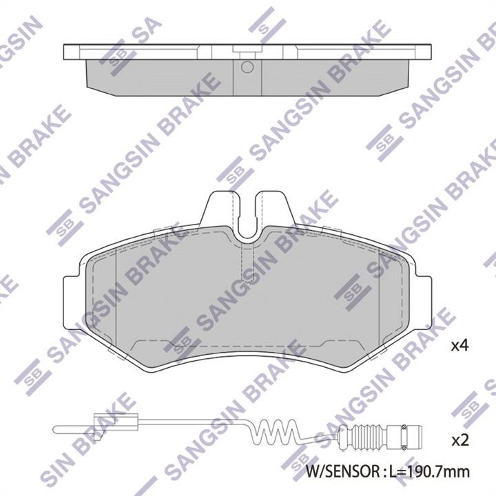 Sangsin SP1278 Rear disc brake pads, set SP1278