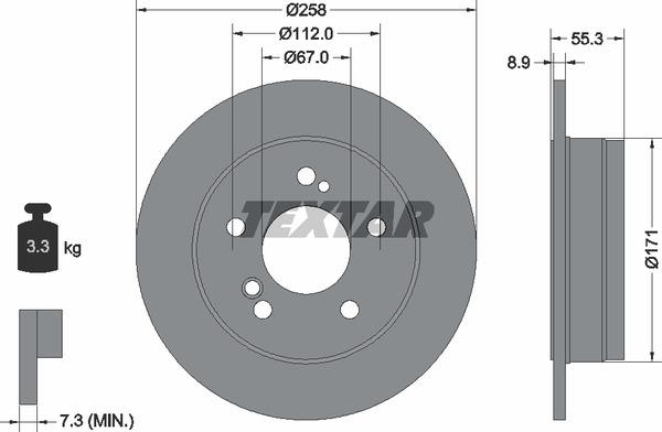 Textar 98200 0320 0 1 Brake disc 98200032001 98200032001 Textar Brake disc
