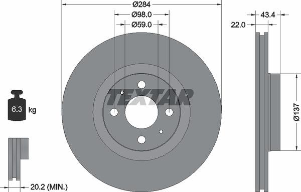 Textar 98200053501 Brake disc 98200053501 98200053501 Textar Brake disc
