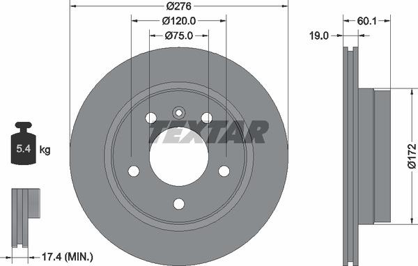 Textar 98200072401 Brake disc 98200072401 98200072401 Textar Brake disc