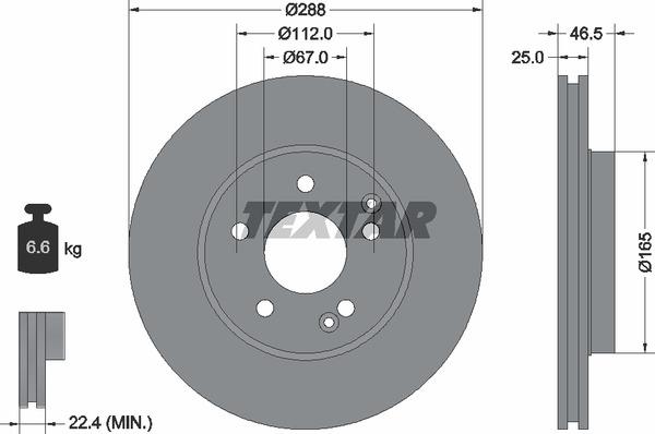 Textar 92105905 Ventilated disc brake, 1 pcs. 92105905