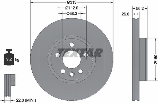 Textar 92109905 Ventilated disc brake, 1 pcs. 92109905