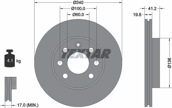 Textar 98200111401 Brake disc 98200111401 98200111401 Textar Brake disc