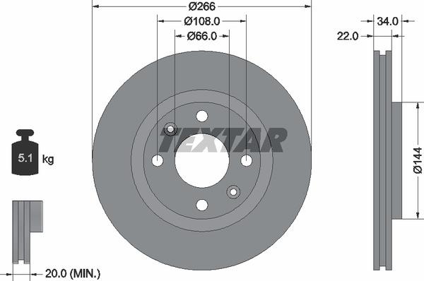 Textar 98200 1115 0 1 Brake disc 98200111501 98200111501 Textar Brake disc