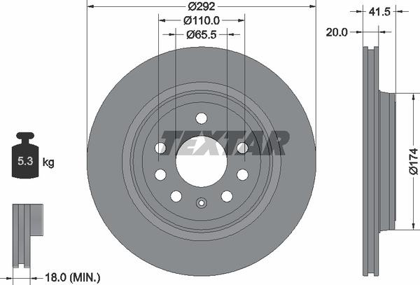 Textar 98200118401 Brake disc 98200118401 98200118401 Textar Brake disc