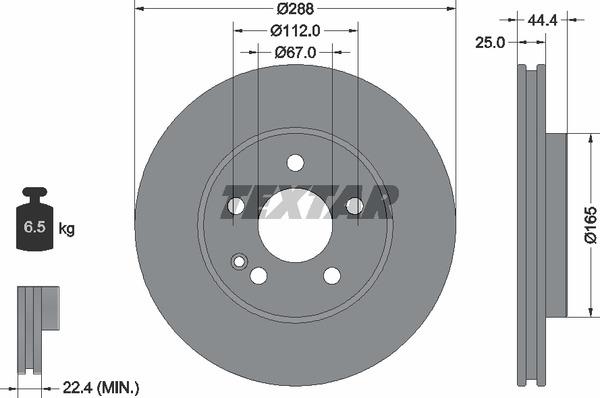 Textar 92132005 Ventilated disc brake, 1 pcs. 92132005