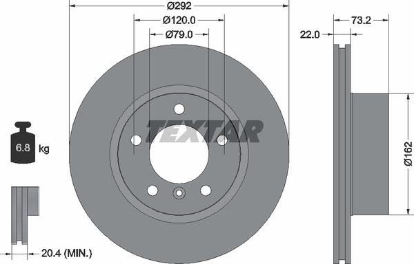 Textar 98200132801 Brake disc 98200132801